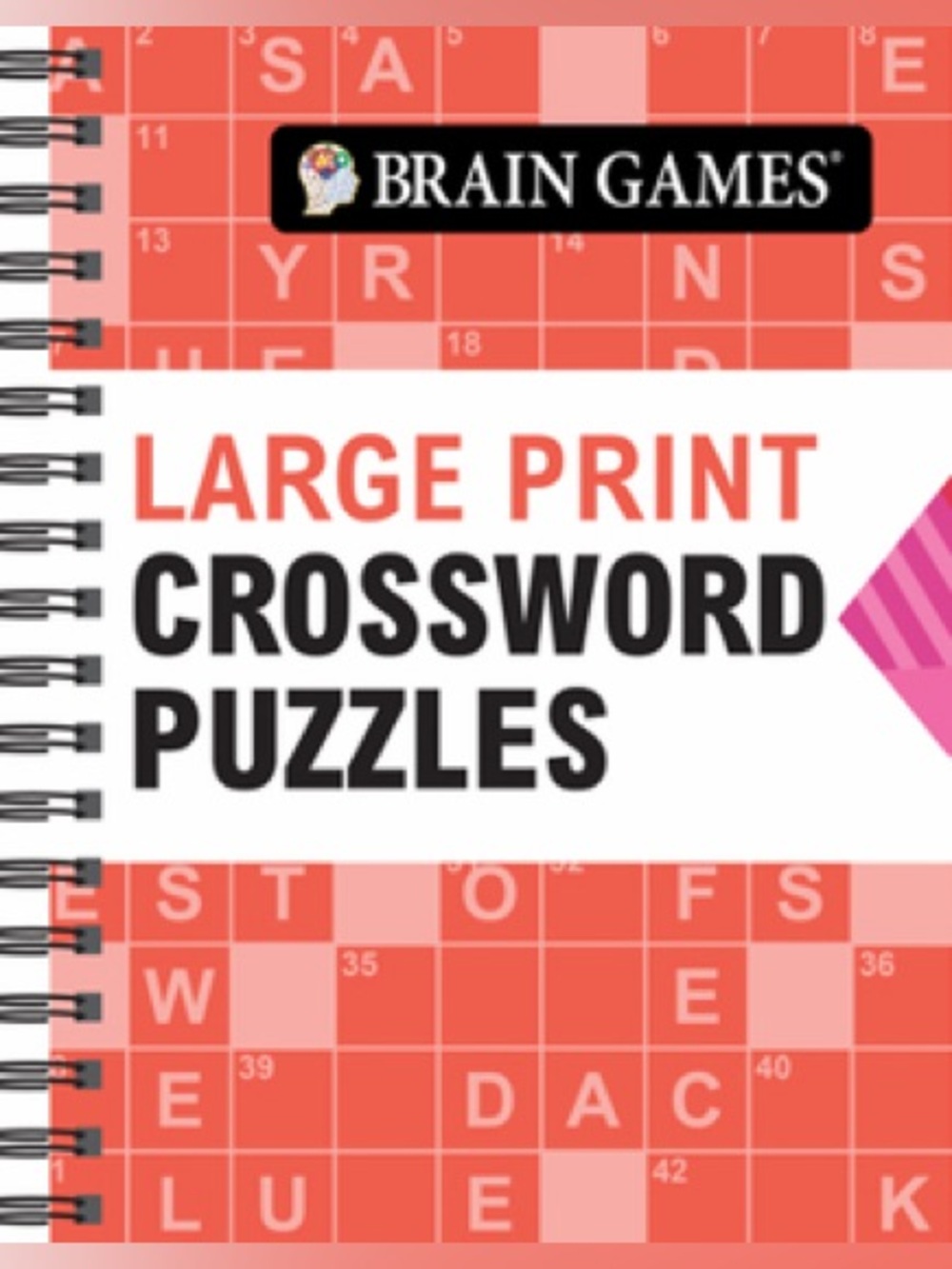BRAIN GAMES Spiral Book Large Print: Crossword Puzzles (384 Pages)